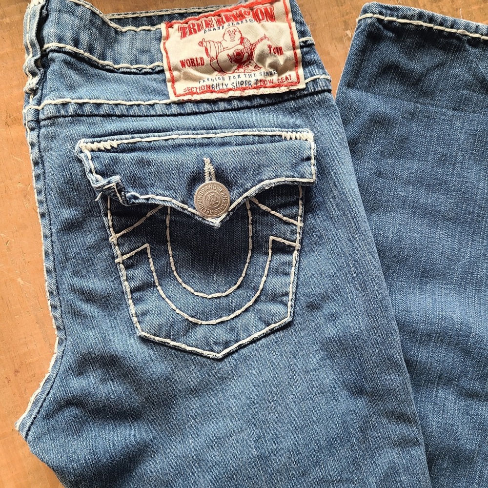 True Religion Womens Jeans Blue 29 Billy Super T Urban‎ Cowboy Thick Stitch Y2K